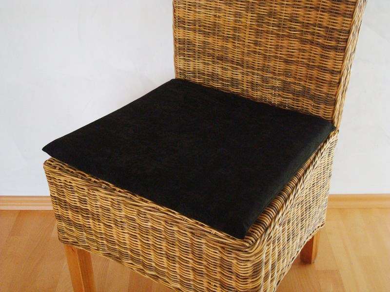 6 x coussin de chaise microfibre noir 30x30x3 cm