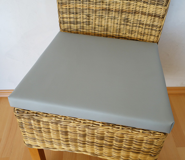 4 x coussin de chaise en similicuir gris 40x40x3 cm